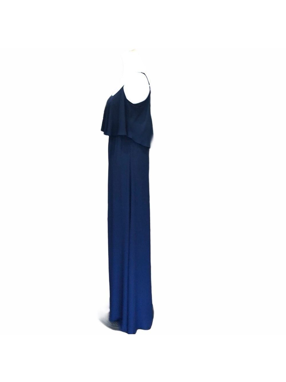 NWOT Show Me Your Mumu Caitlin ruffle Maxi Dress SZ S Navy Crisp - Picture 4 of 11